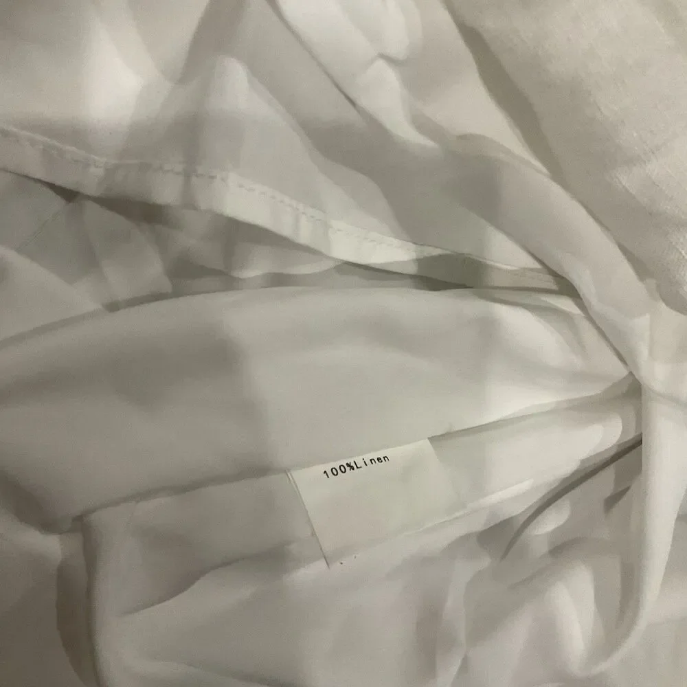 Hirsch & Timber White Linen Maxi Dress M Boho Cottagecore Lagenlook Prairie - Picture 4 of 16